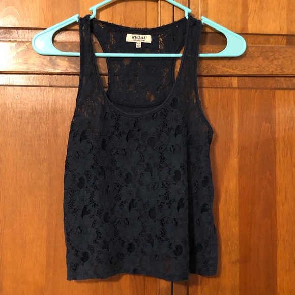 Sheer Lace Tank Top Navy Blue Size XS - Picture 2 of 5